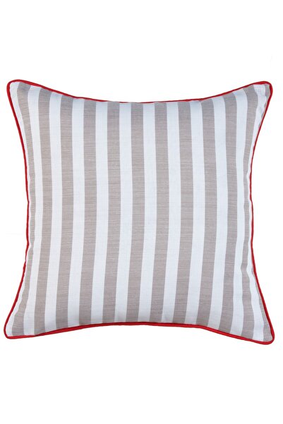 caka home design Yıldız Kılıfı Biyeli ( Bej X Ekru Çizgili / 45x45 Cm)