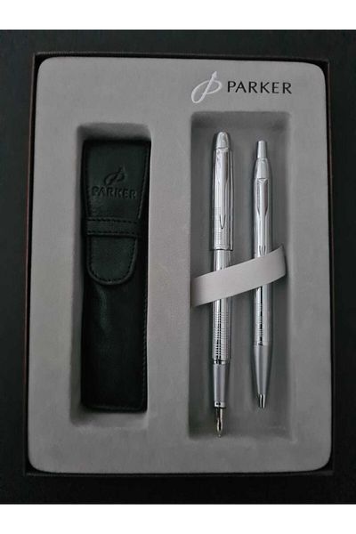 Parker Fountain Pen Ballpoint Pen Set Bright Chrome