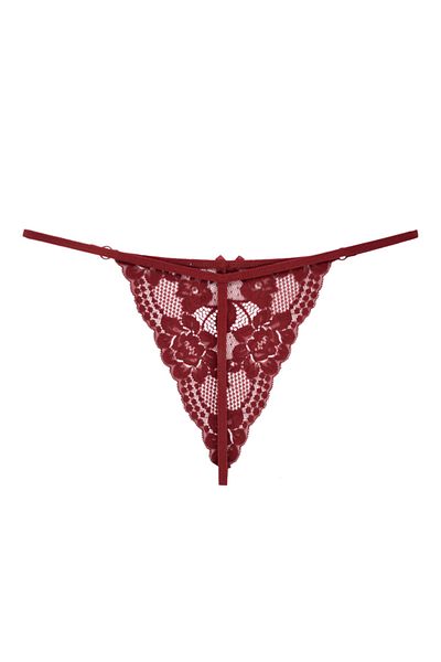 Zena Burgundy Lace Detailed Rope String Women's Panties