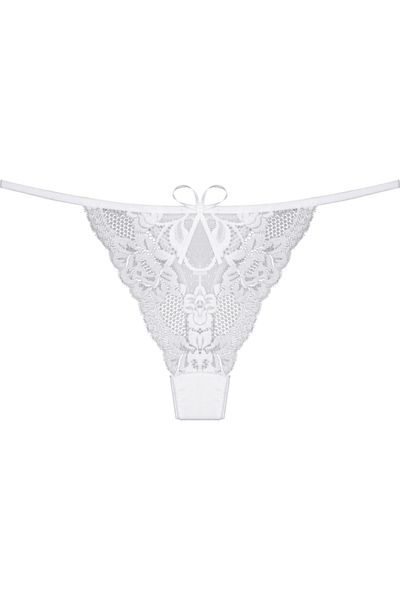 Zena Lace Front White Women's String Panties
