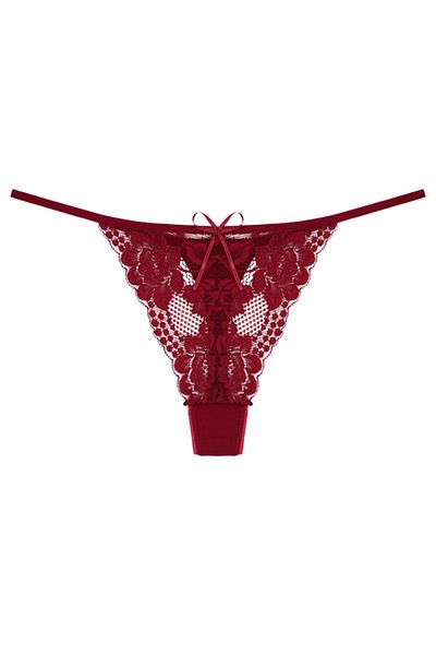 Zena Burgundy Lace Detailed String Women's Panties