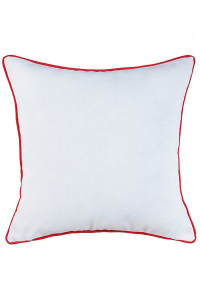 caka home design Embroidered Star Case with Piping Coral ( Ecru Background / Red Embroidery / 45x45 Cm )