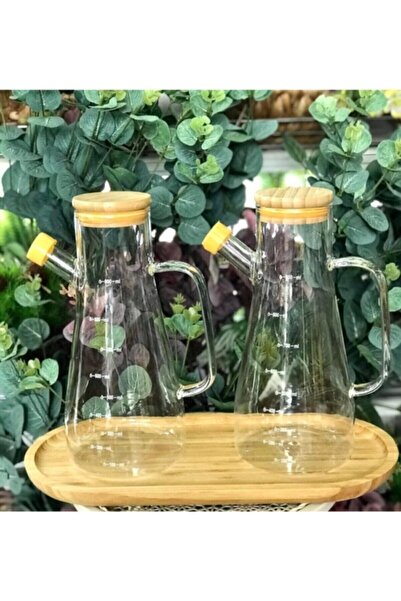 morponi غطاء من الخيزران مع حامل مفرغ 900 مل وعاء زيت زجاجي من البورسليكات وع...