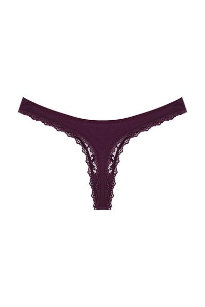 Zena Lila Thong Women's Panties with Lace Detail