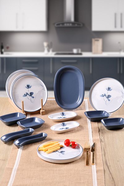 Keramika 15-Piece Clover Patterned Breakfast Set for 6 Persons