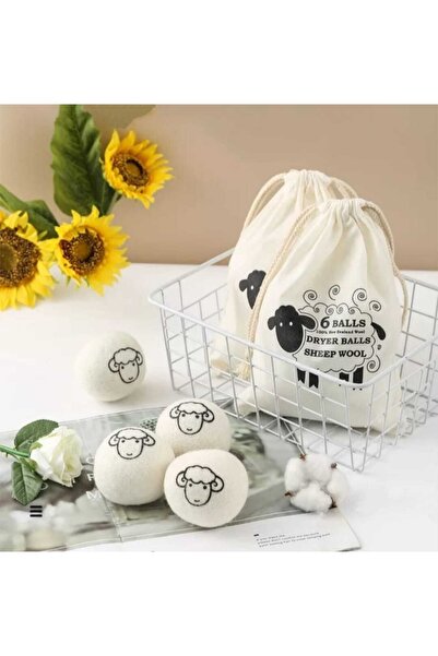 MELİNAY'S Yün Kurutma Topu - 5 Cm Çamaşır Topu 6'lı Kurutma Makinası Tasarruf