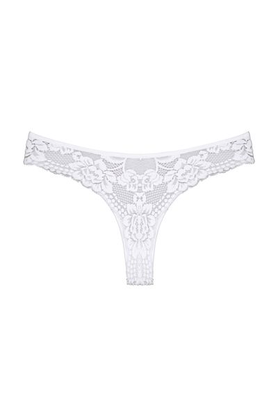 Zena Lace Detailed White Cotton Women's Thong Panties