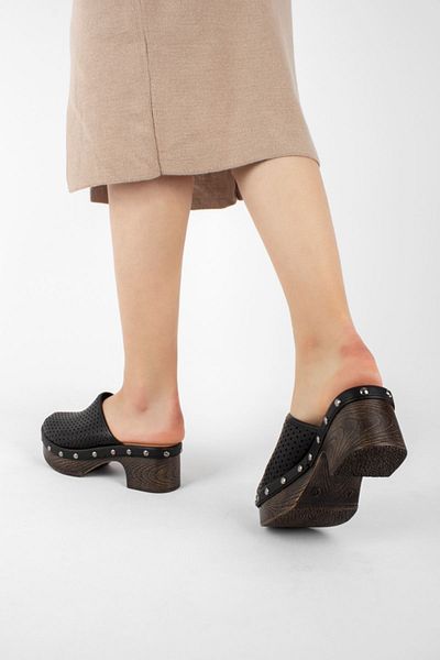 Lal Shoes & Bags Sabo pentru femei cu toc negru Sabo pentru asistentă