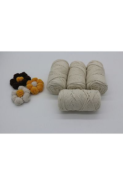Hobimos Ανακατασκευασμένο βαμβάκι 3mm 3twist 100% βαμβάκι με δυνατότητα ραφής Macrame Twine Ecru 1 Kg