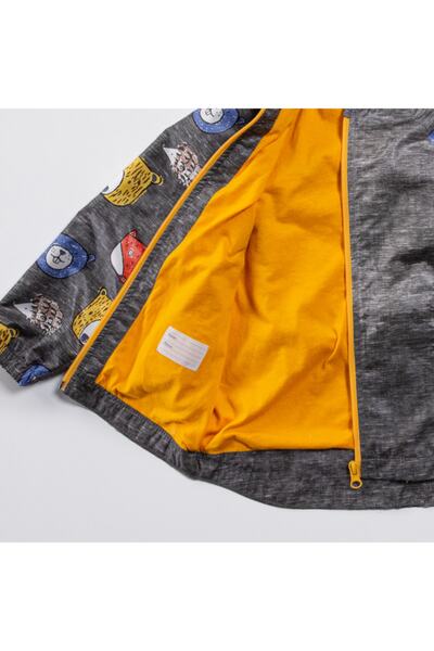 Midimod Gold Boy's Animal Figured Lined Raincoat with Bag 1-5 Years Old Seasonal Coat