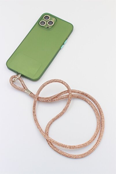 CHARM Gold Taşlı Telefon Boyun Askısı