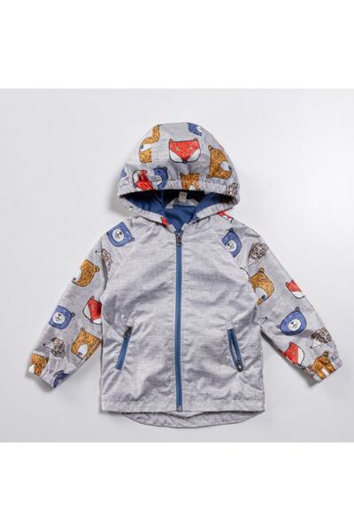 Midimod Gold Erkek Çocuk Çantalı Hayvan Figürlü Astarlı Yağmurluk 1-5 Yaş Mevsimlik Mont