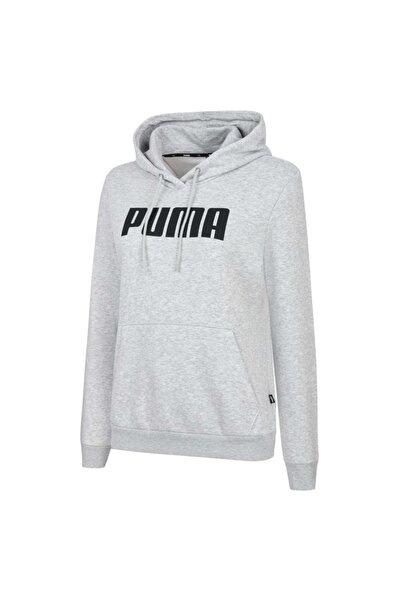 Puma γκρι φούτερ Essentials Ολόσωμο γυναικείο φούτερ με κουκούλα