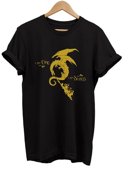 remonz Lord of the Rings Series Smaug Printed 100% Cotton Oversize Plus Size T-Shirt