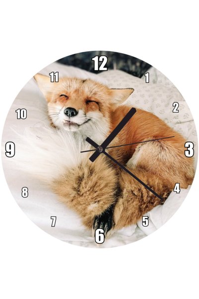 Cakatablo Red Fox Bed Enjoyment Wall Clock (Diameter 30X30 cm)