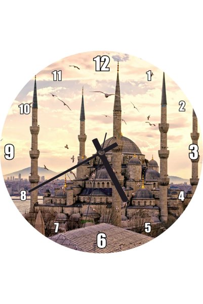 Cakatablo Ceas de perete cu imaginea Moscheei Sultan Ahmet din Istanbul (diam...