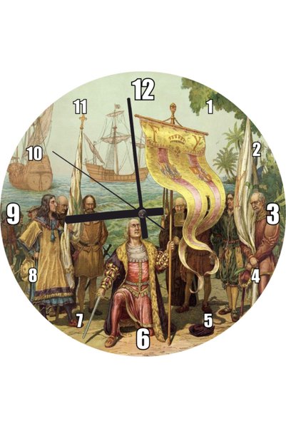Cakatablo Discovery of the American Continent Wall Clock (Diameter 30X30 cm)