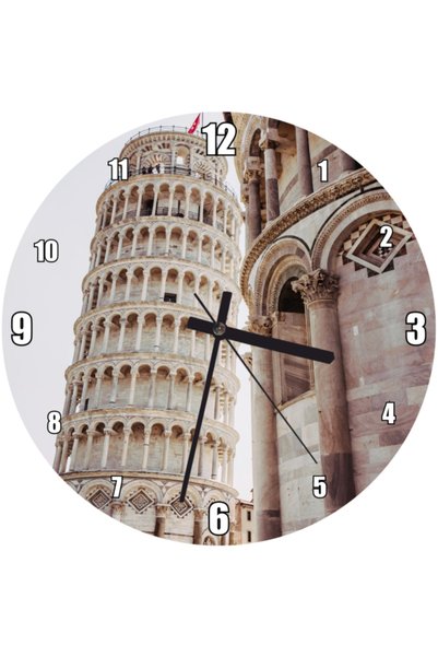 Cakatablo Pizza Tower Italy Wall Clock (Diameter 30X30 cm)
