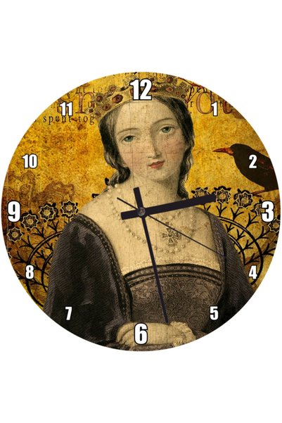 Cakatablo Queen and Crow Wall Clock (Diameter 30X30 cm)