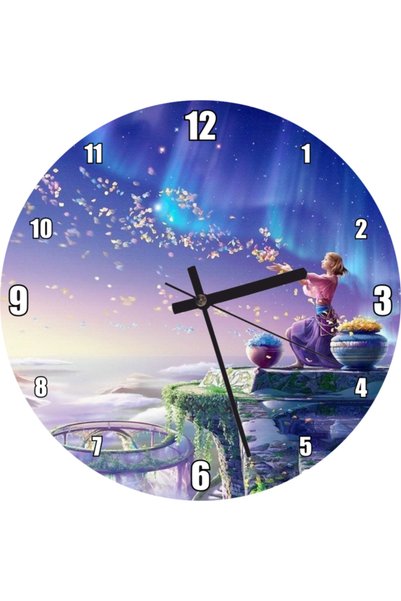 Cakatablo Nymph and Flowers Visual Wall Clock (Diameter 30X30 cm)