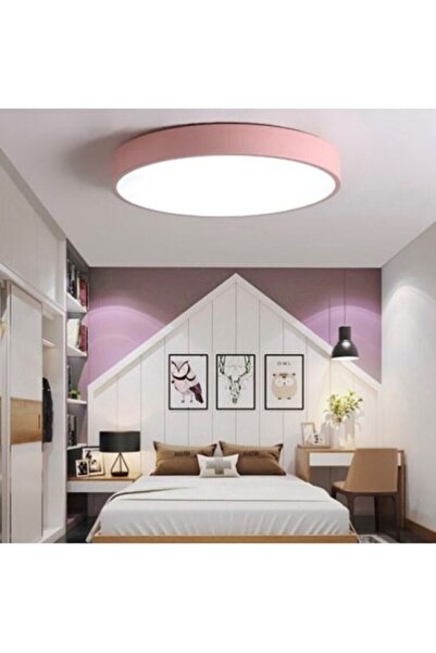 Genel Markalar Modern Led Çocuk Odası Sıva Üstü Plofonyer Q.40cm Pembe 3000k