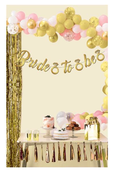 UĞUR BÖCEĞİ PARTY Banner de caligrafie de culoare aurie Bride To Be