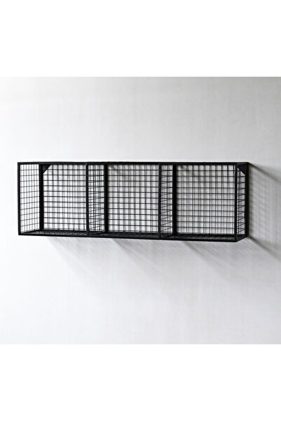 GO DEKOR Metal 3'küp Gözlü Kafes Yatay Duvar Rafı/kitaplık 100x33x23