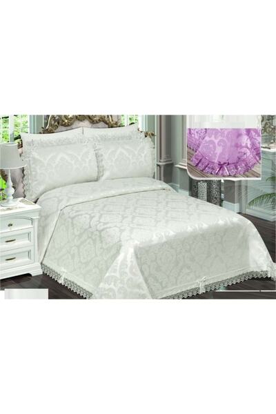 Acassia Home Şönil Dantelli Çift Kişilik Yatak Örtüsü-bade Krem