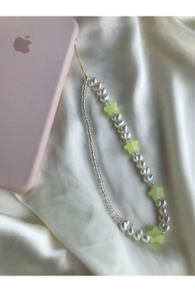 PEONY - peonyofficiall Yellow Star and Transparent Bead Detailed Phone Charm and Strap