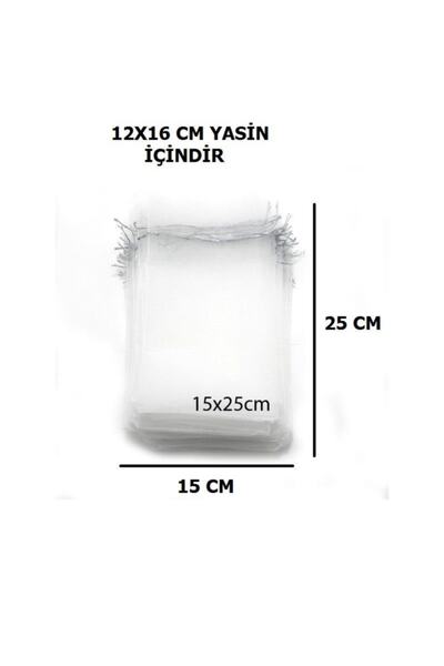 luxurianthome 30 Adet Kese Yasin Kesesi Hediyelik Tül Kese Mevlüt 14x25 Cm