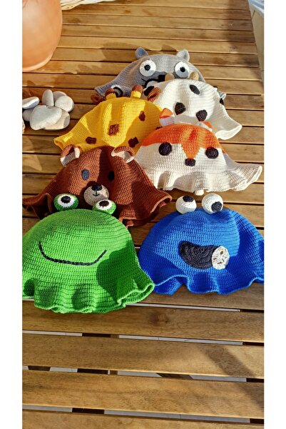 Handmade Zürafa Desenli Kadın- Erkek Şapkası, %100 Pamuk