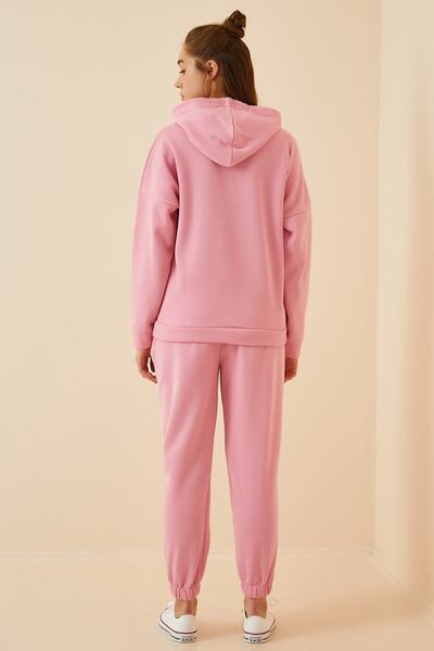 PLA STORE Pembe Kapüşonlu Eşofman Takımı