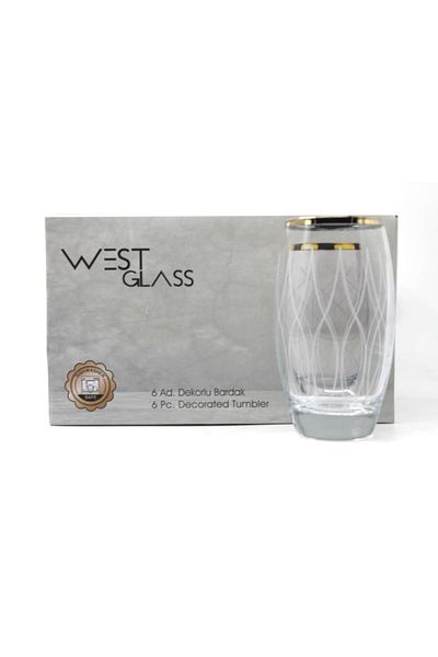 Paşabahçe Wave Pattern Gold Plated Soft Drink Cup
