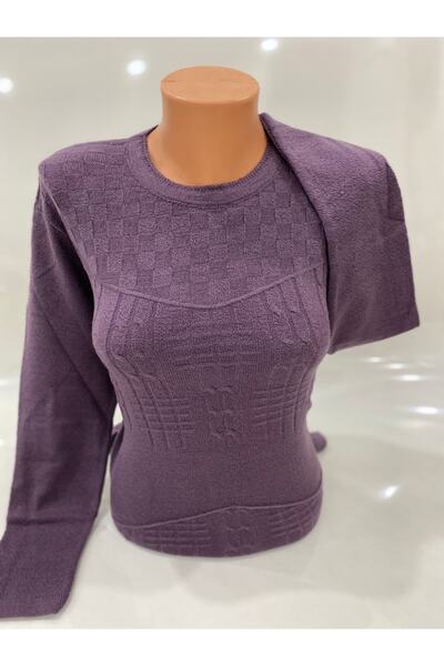 SEFER Pulover de mamă mov deschis sezonier cu model cu croială relaxată