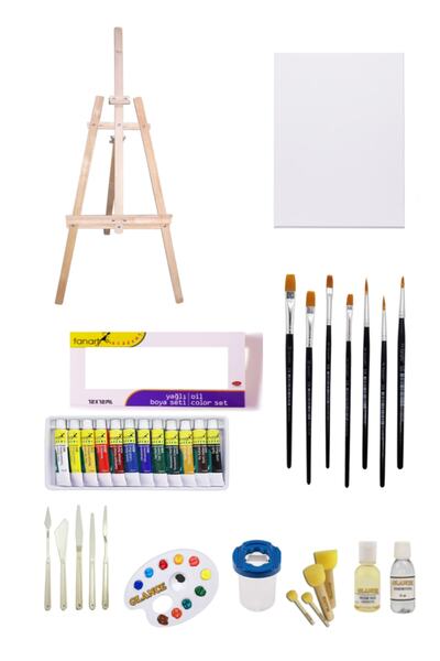 GLANCE Fanart Academy Yağlı Boya Seti 12x12ml 35x50 Tuval Başlangıç Seti