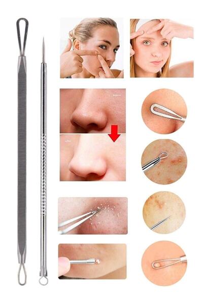 Genel Markalar 2'li Akne Ve Siyah Nokta Temizleyici Komedon Çelik Set
