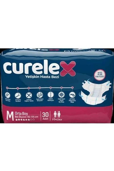 Curelex حفاضات للكبار متوسطة الحجم مكونة من 30 قطعة