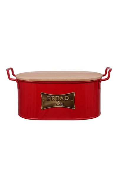 EVSTYLE Bread Box with Wooden Cutting Board - Red