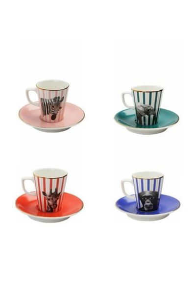 Porland Wild Life Series - Coffee Color 8 Piece Set for 4 People