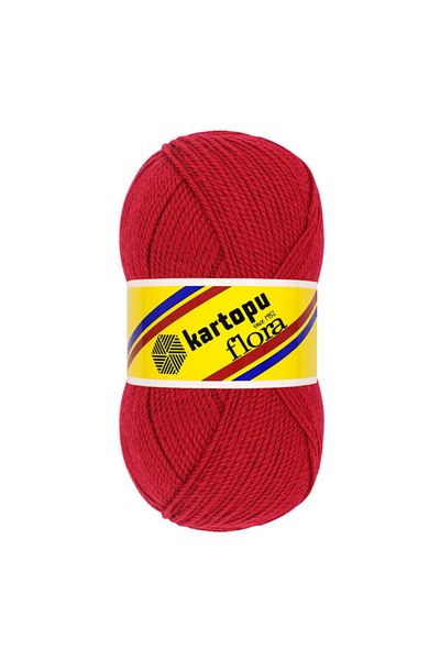 Kartopu Flora K132 Σκούρο Κόκκινο Πλεκτό Μποτάκι Σχοινί 100γρ