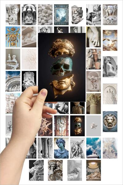 Dekorasna Set de Postere de Perete cu Sculpturi Antice, Colaj de 52 de piese ...