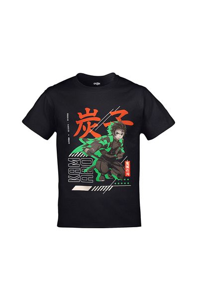 Orijin Tekstil Demon Slayer Tanjiro Kamado εμπρός και πίσω με στάμπα Unisex μπλουζάκι