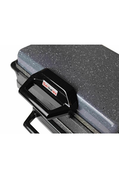 Sermelex Silex Granit Grill (ANTRASİT GRİ) Pan Dahil - Bazlama Lahmacun Pizza Izgara Tost Makinesi