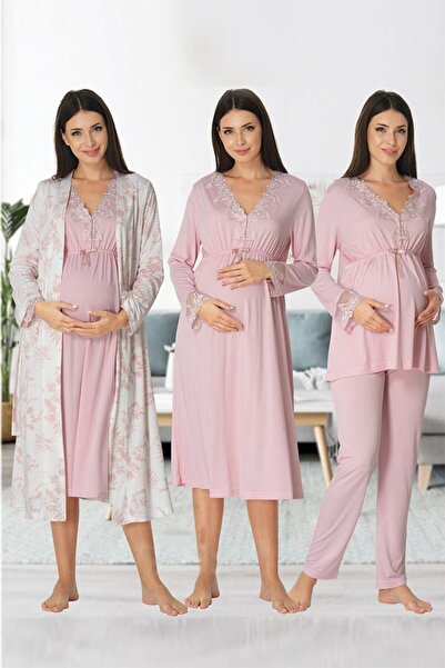 Effort Pijama طقم بيجامة نسائي وردي بأكمام طويلة من Zerre Bebe، ثوب نوم، ثوب ...