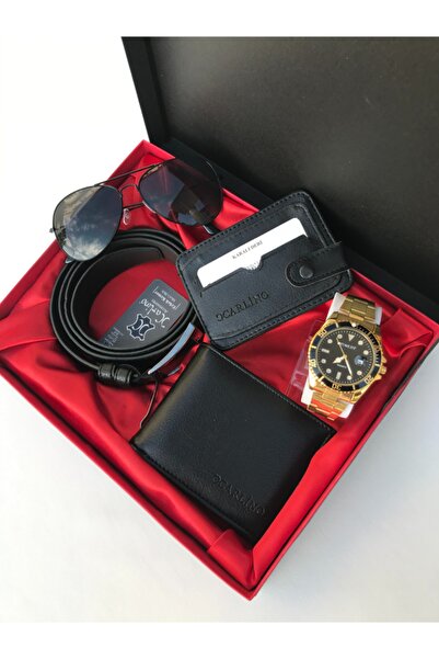 Choppers Çelik Kasa Çelik Kordon Altın Analog Erkek Saat Seti