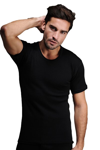 Hasyün Cămașă de corp cu mânecă scurtă pentru bărbați Lână