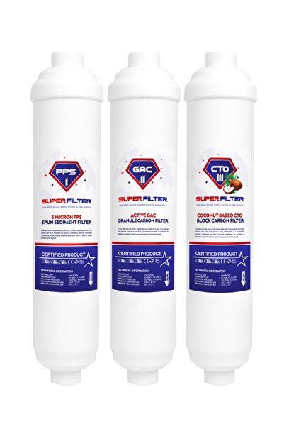 Süper Water Inline Filtre Ön 3 Filtrasyon Yüksek Kaliteli Yedek Filtre Seti