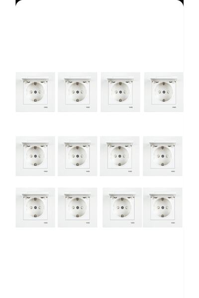VİKO Karre 12'li Kapaklı Topraklı Priz