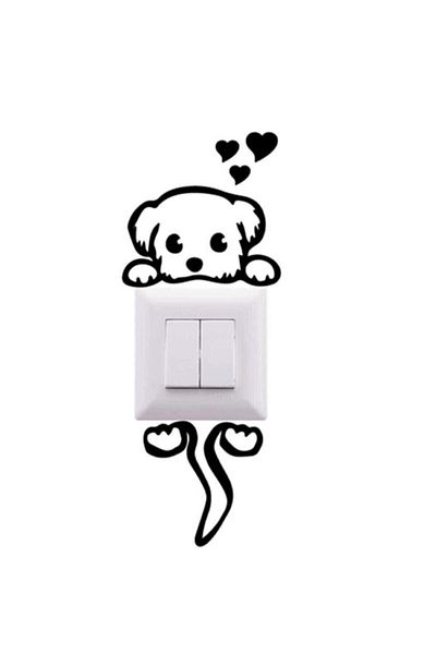 ULTTASARIM Cute Dog Socket Socket Decoration with Heart Detail Dog Switch Edge Decoration Wooden Socket Ornament Wall Decoration
