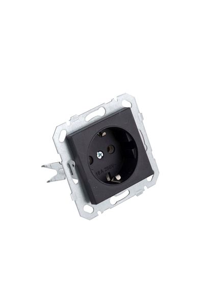Netelsan Black Grounded Socket Black Satellite Socket - Matte Silver Double Frame Combination